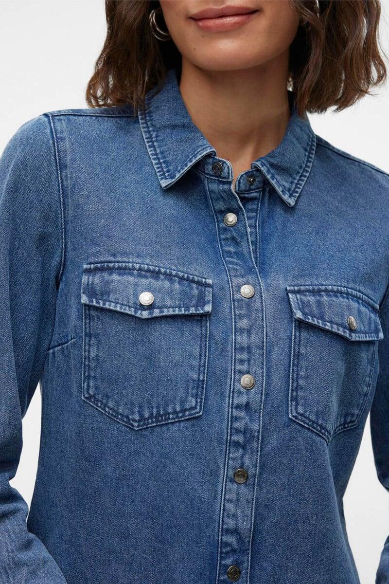 Cortefiel Camisa Denim Con Bolsillos En El Pecho