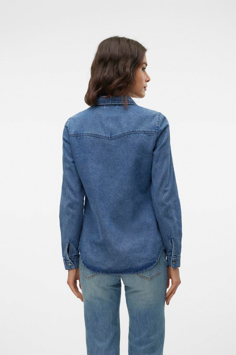 Cortefiel Camisa Denim Con Bolsillos En El Pecho