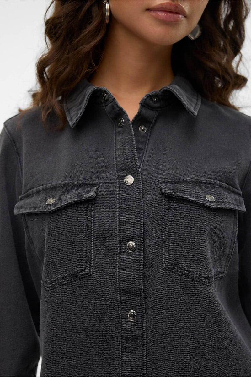 Cortefiel Camisa Denim Con Bolsillos En El Pecho