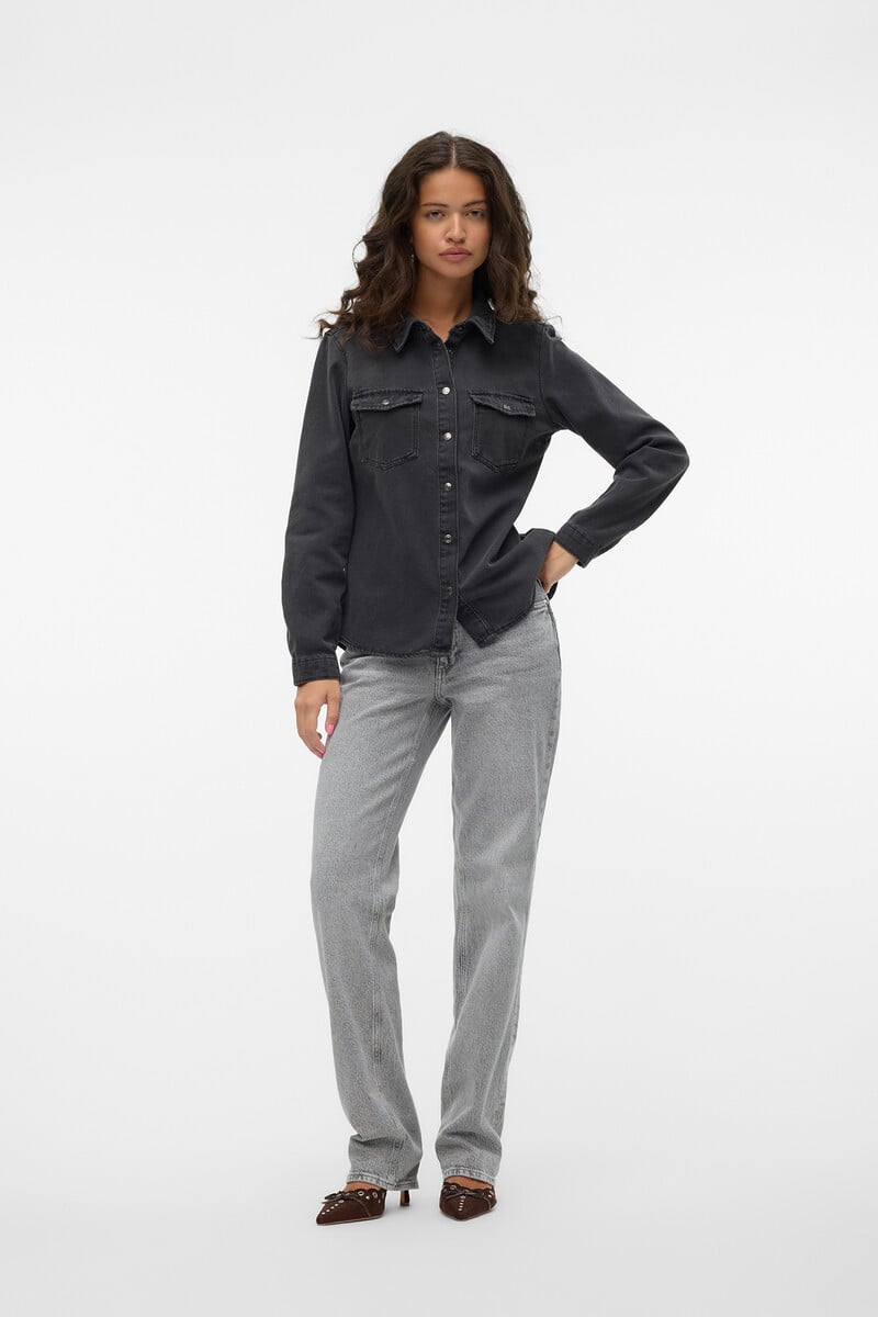 Cortefiel Camisa Denim Con Bolsillos En El Pecho