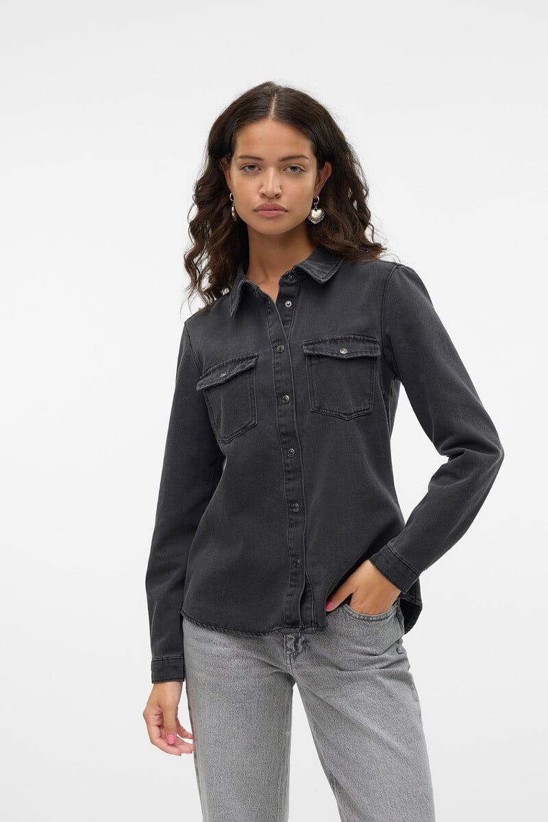 Cortefiel Camisa denim con bolsillos en el pecho