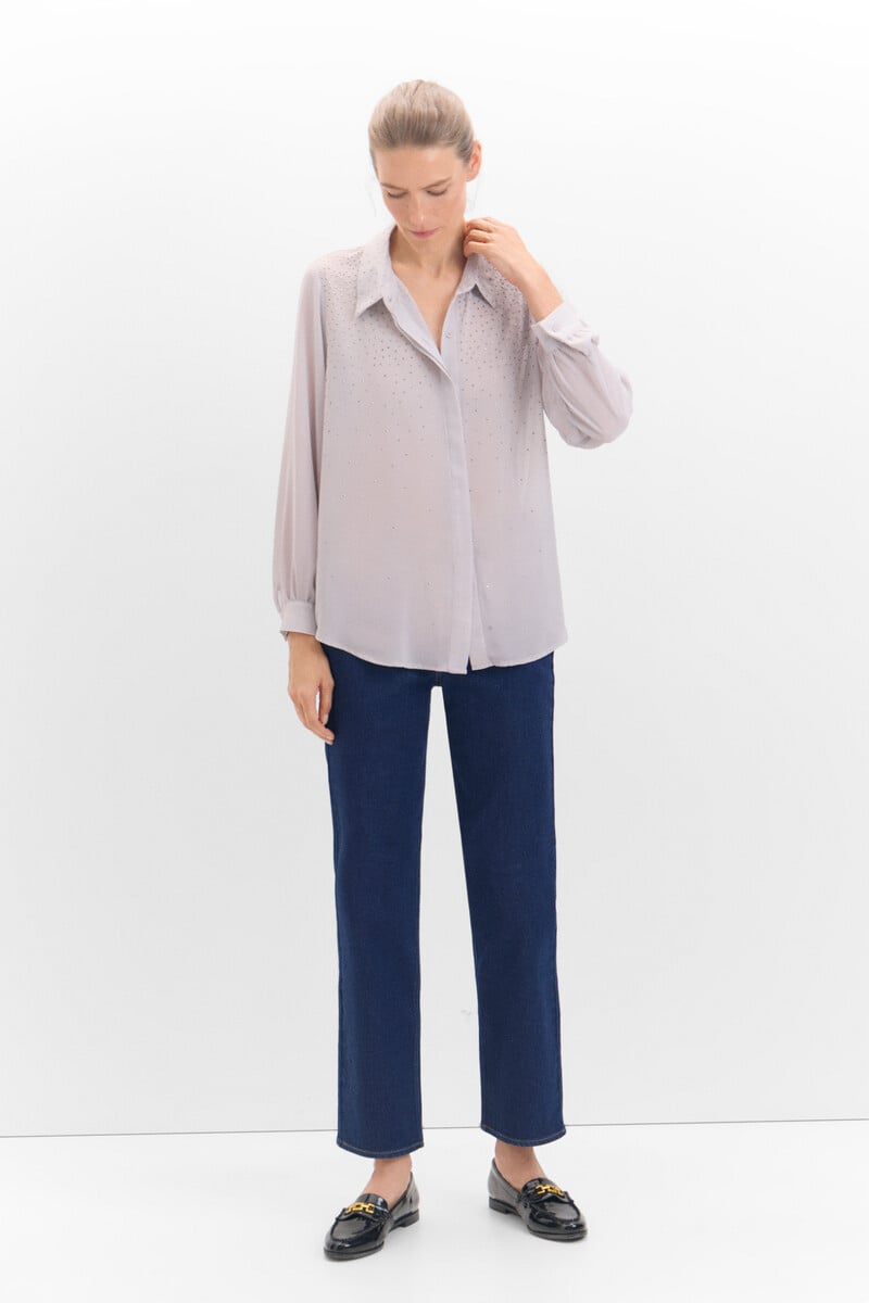 Cortefiel Camisa Detalle Strass