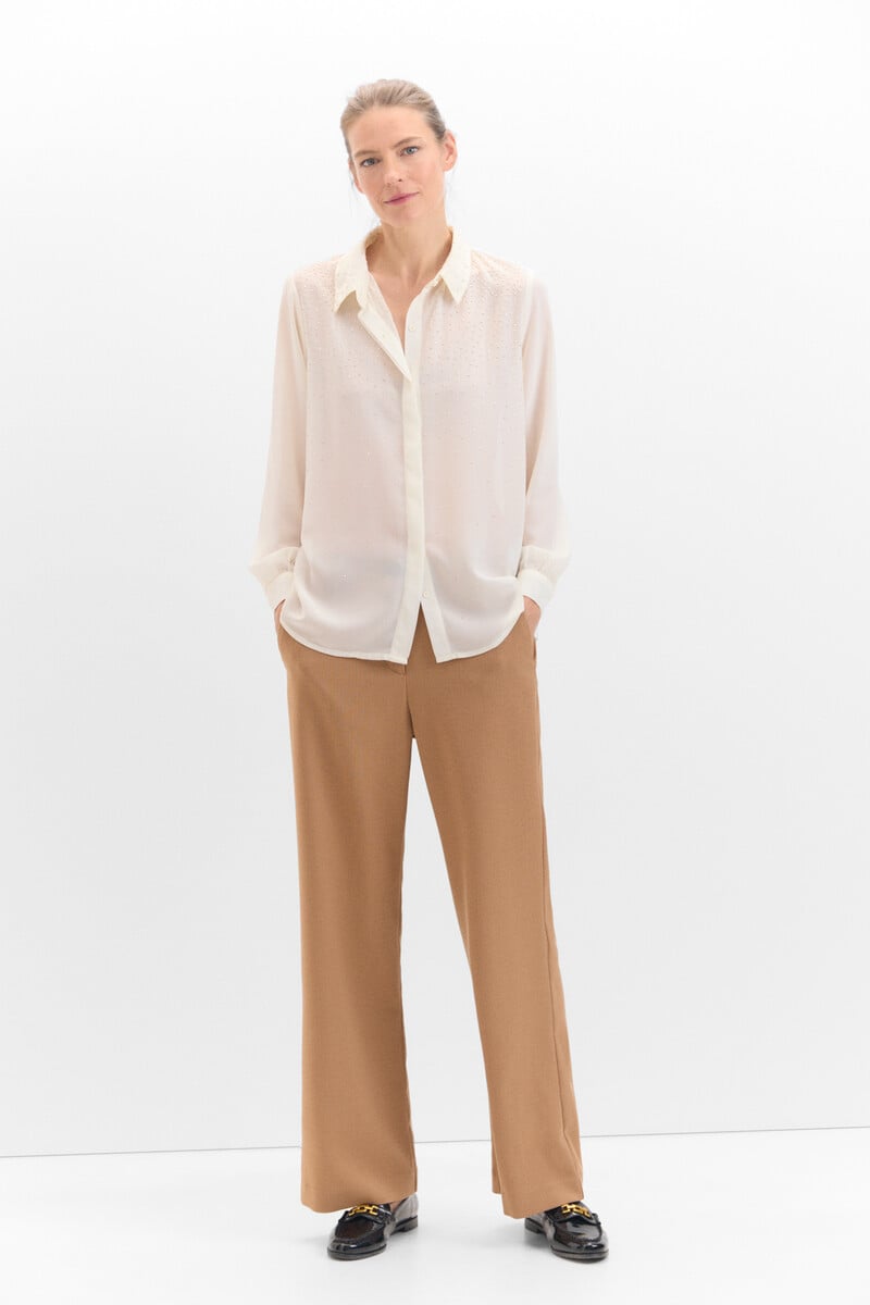 Cortefiel Camisa Detalle Strass