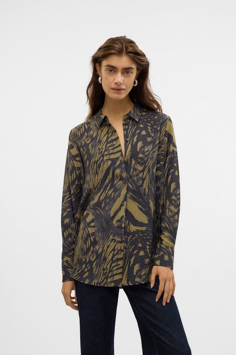 Cortefiel Camisa Estampada Manga Larga