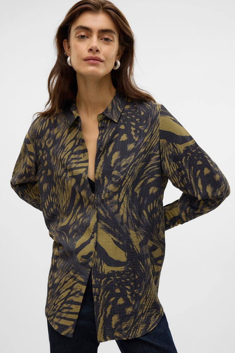 Cortefiel Camisa estampada manga larga