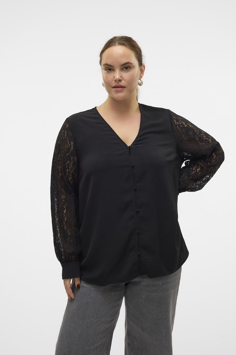 Cortefiel Camisa fluida con encaje talla grande