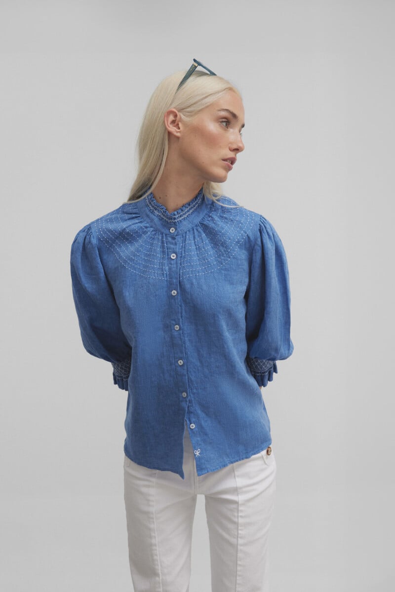 Cortefiel Camisa frunces manga francesa lino