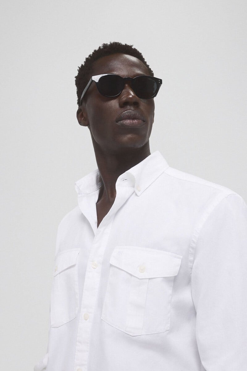 Cortefiel Camisa Gabardina Lisa Dos Bolsillos