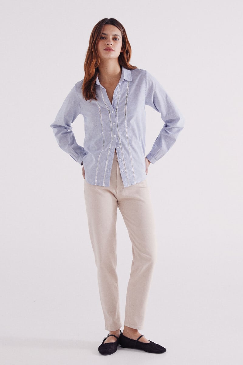 Cortefiel Camisa Lace Insertado