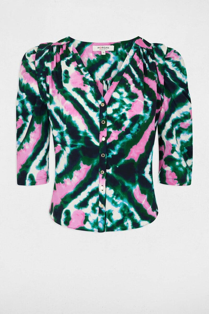 Cortefiel Camisa Manga 3/4 Estampada