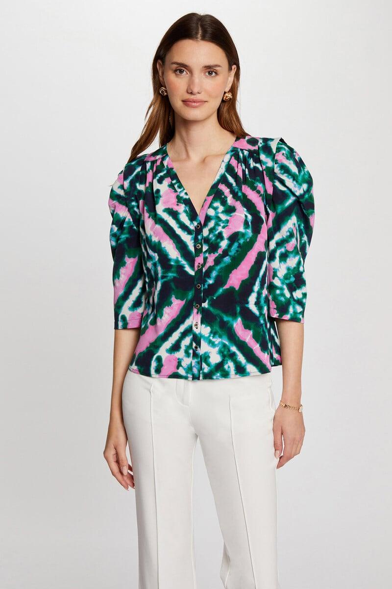 Cortefiel Camisa manga 3/4 estampada