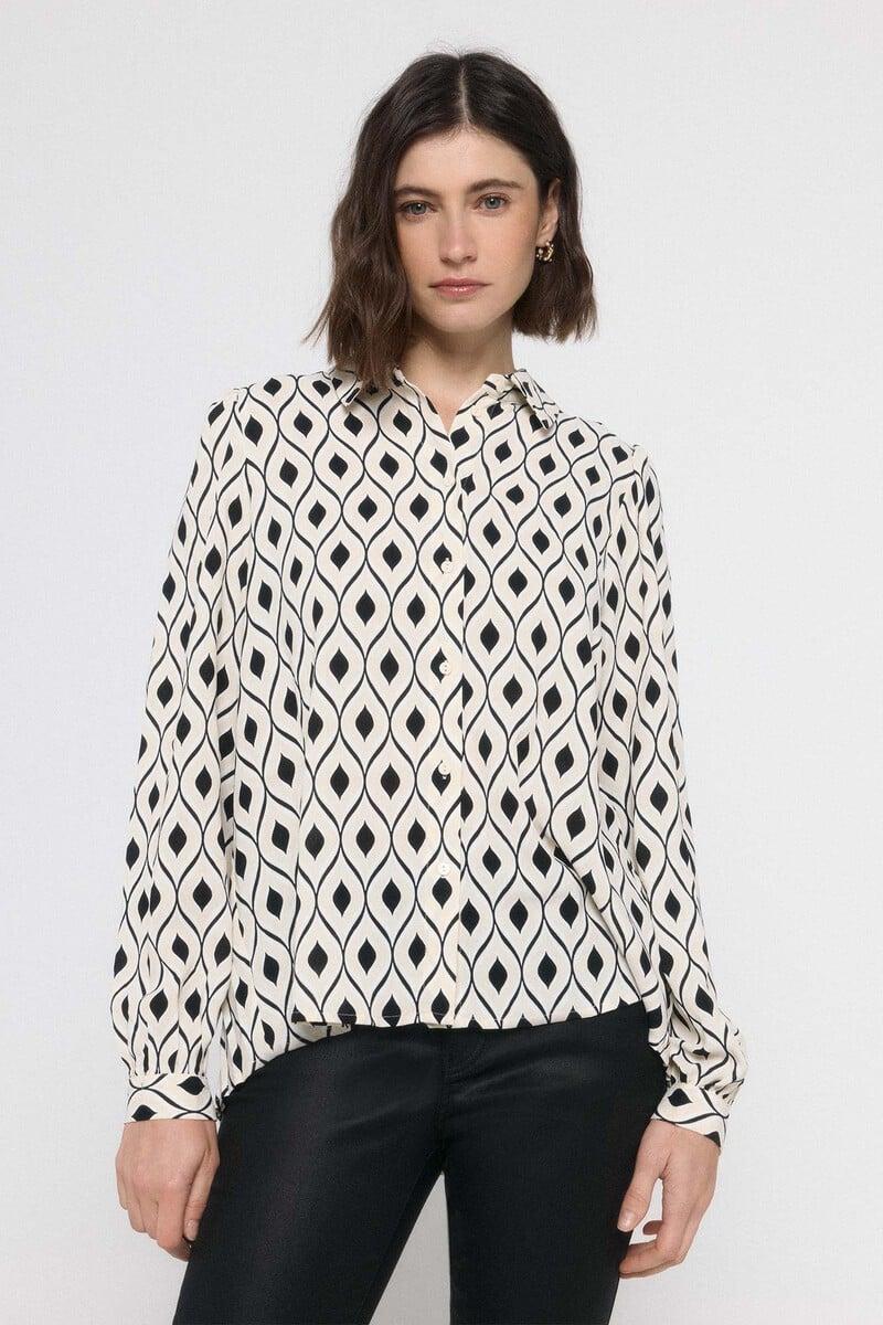 Cortefiel Camisa Manga Larga Estampada