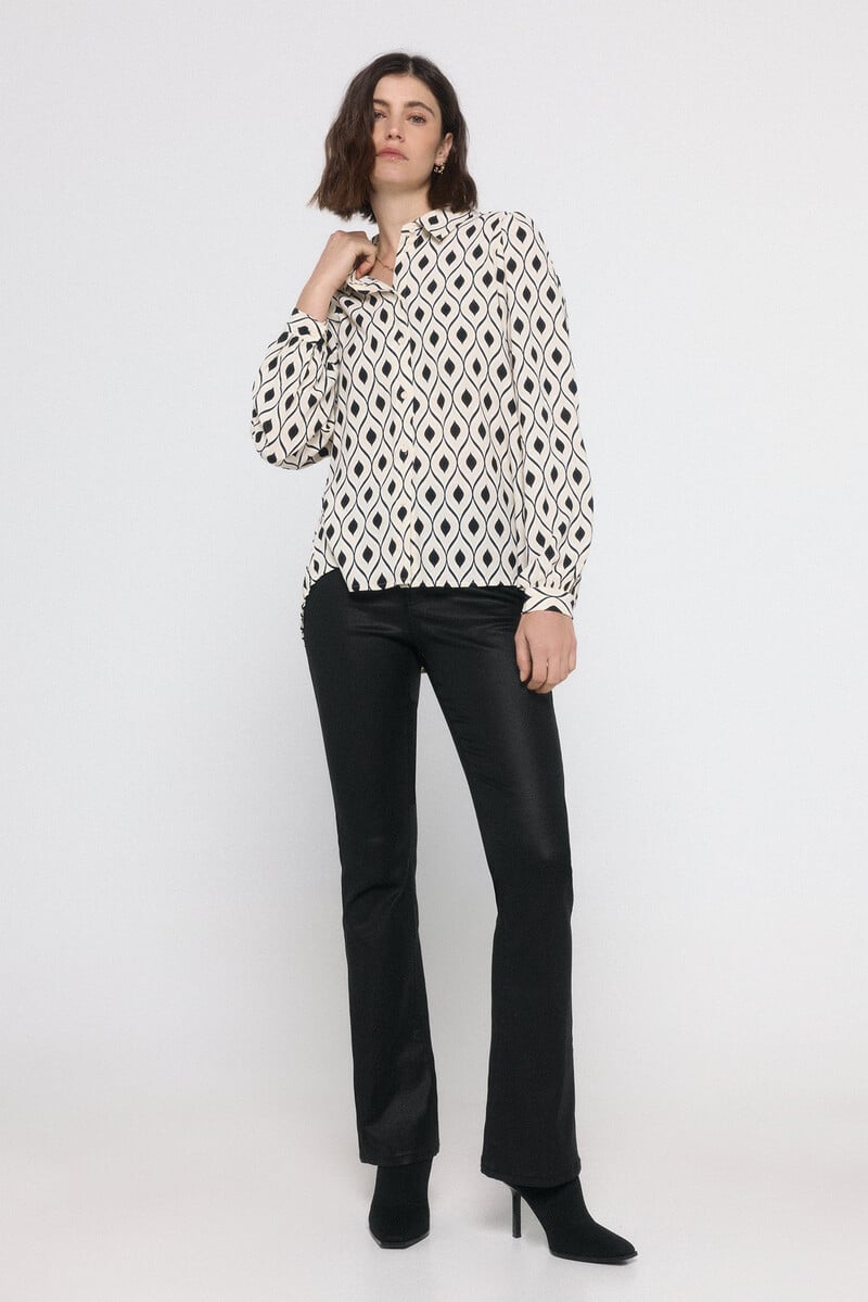 Cortefiel Camisa Manga Larga Estampada