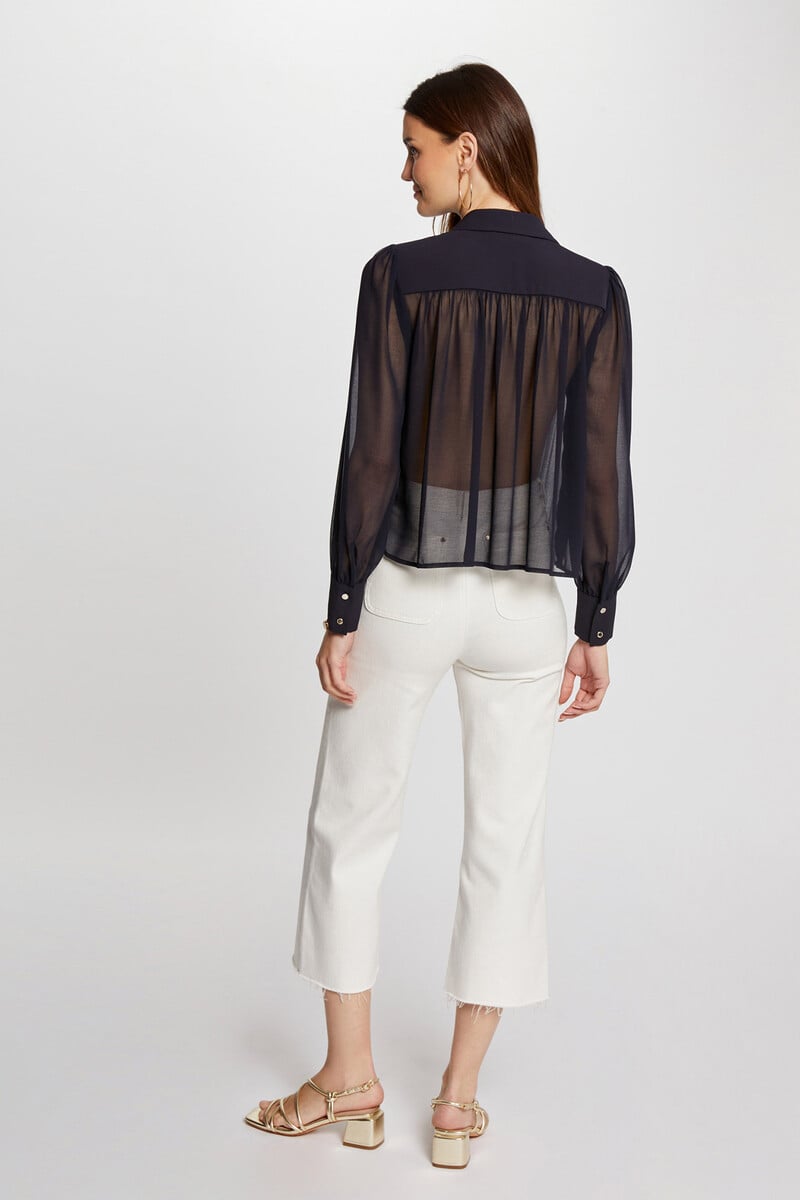 Cortefiel Camisa Manga Larga Pliegues