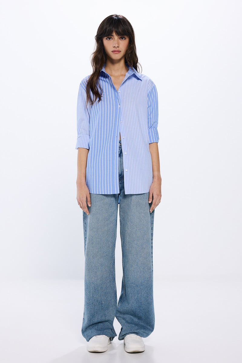 Cortefiel Camisa Oversize Rayas Mix