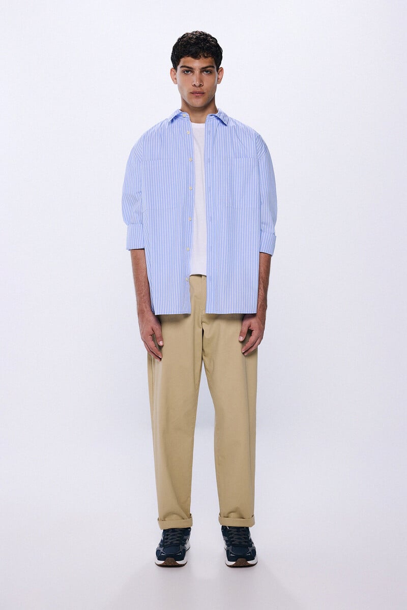Cortefiel Camisa Oversize Rayas Popelín