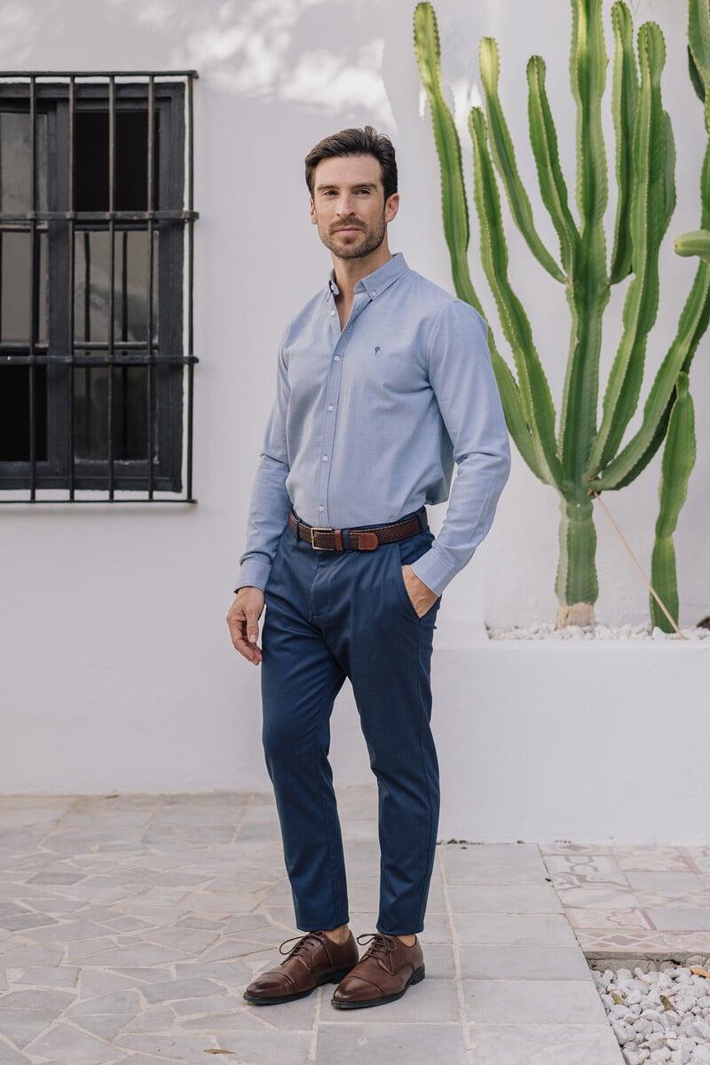 Cortefiel Camisa Oxf.Liso Con Brushed