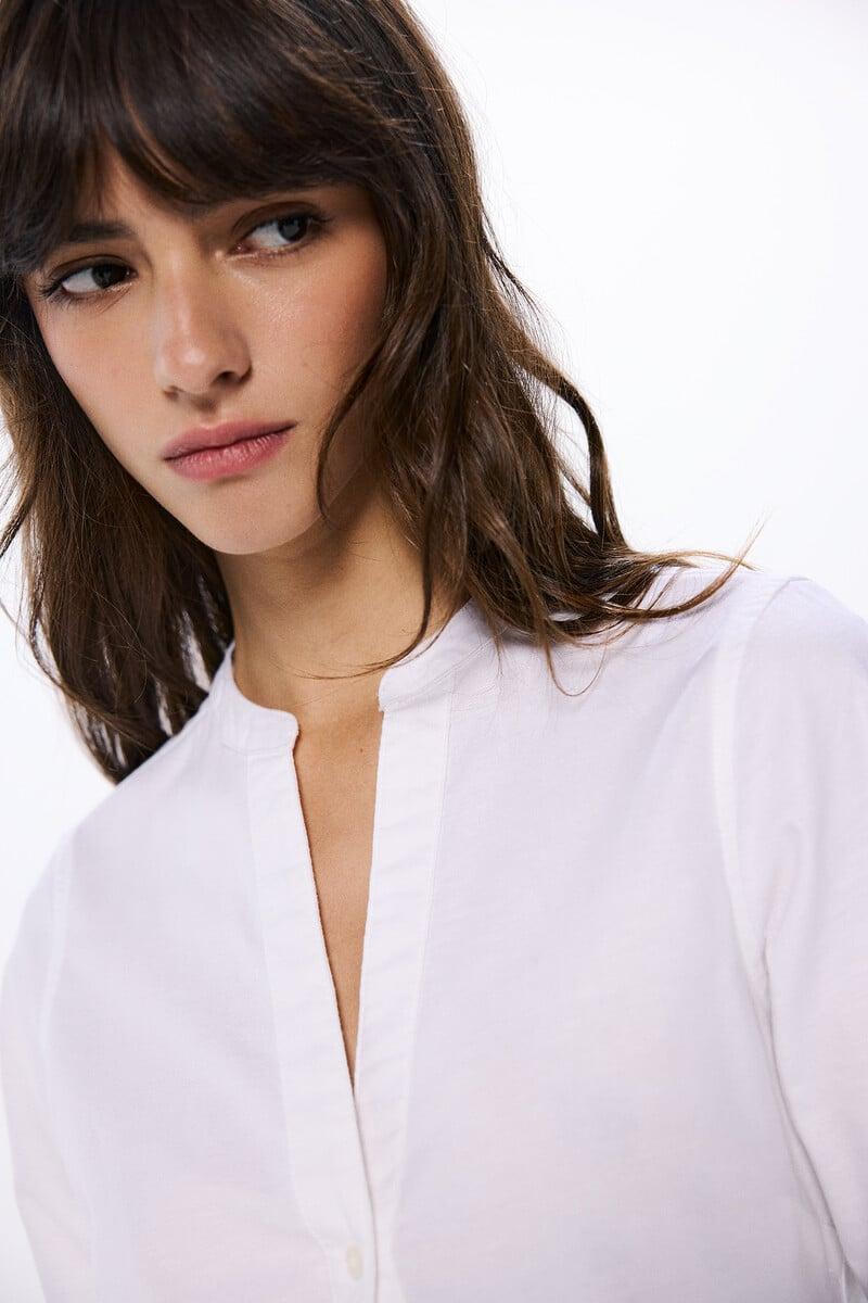 Cortefiel Camisa Oxford Cuello Mao