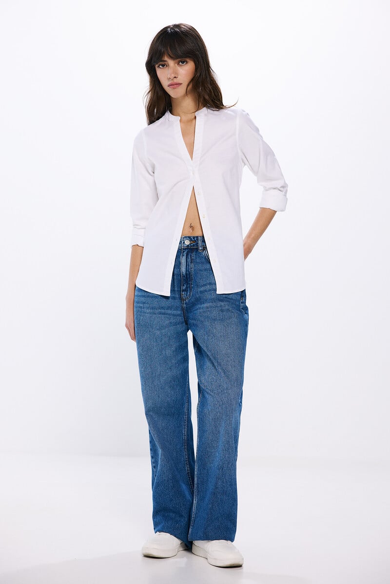 Cortefiel Camisa Oxford Cuello Mao