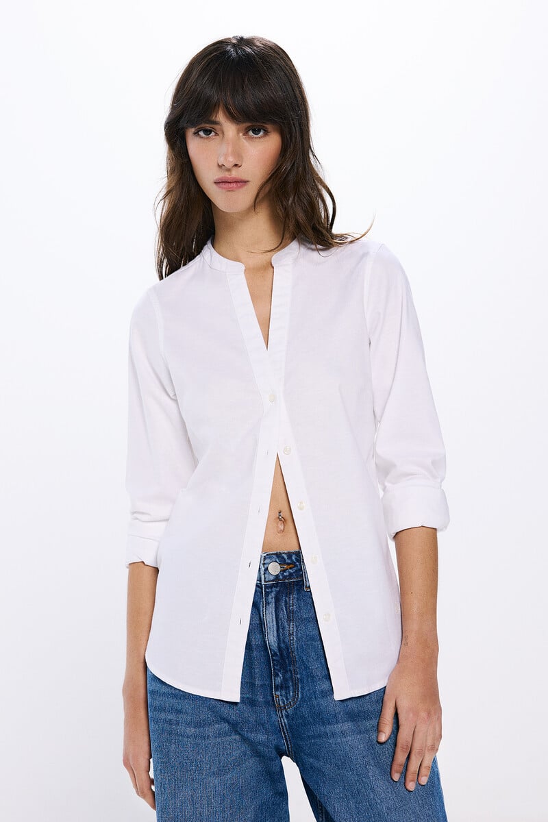 Cortefiel Camisa oxford cuello mao