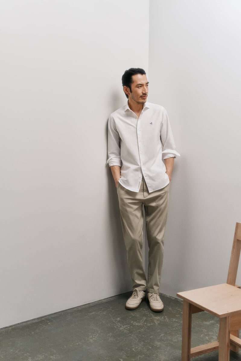 Cortefiel Camisa Oxford Liso Manga Larga