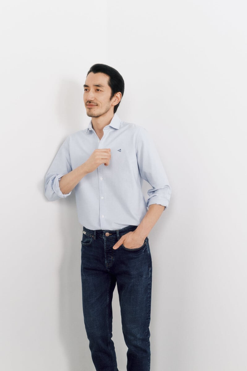 Cortefiel Camisa Oxford Liso Manga Larga