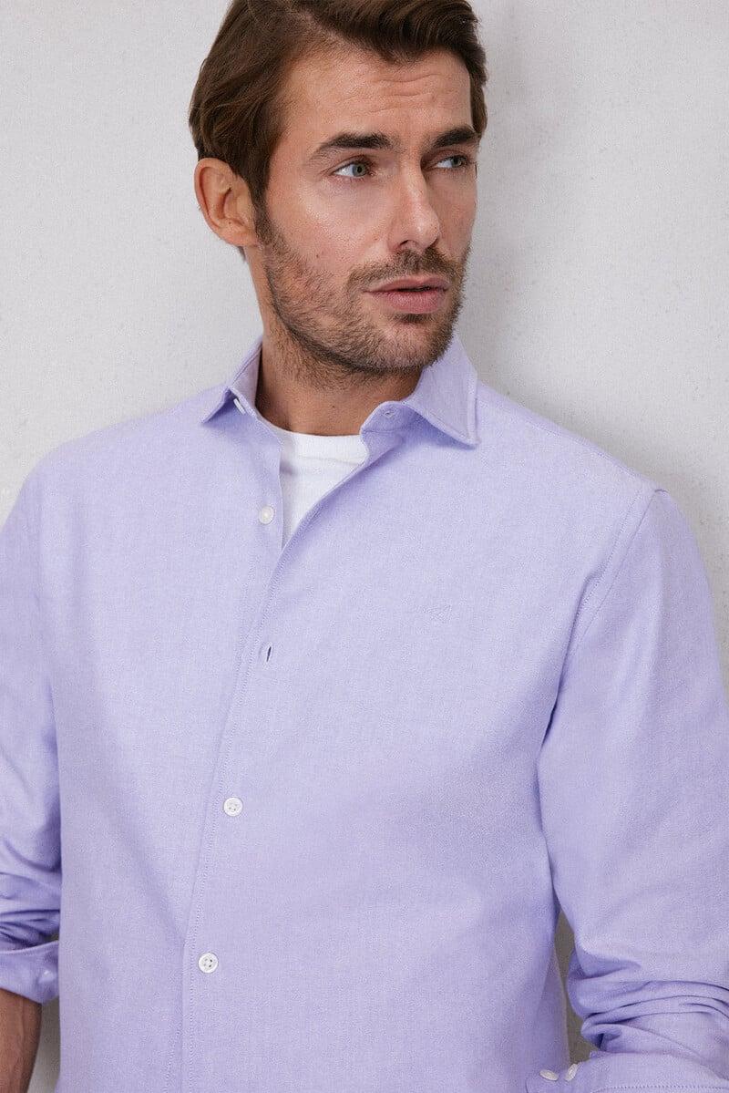 Cortefiel Camisa Oxford Liso Manga Larga