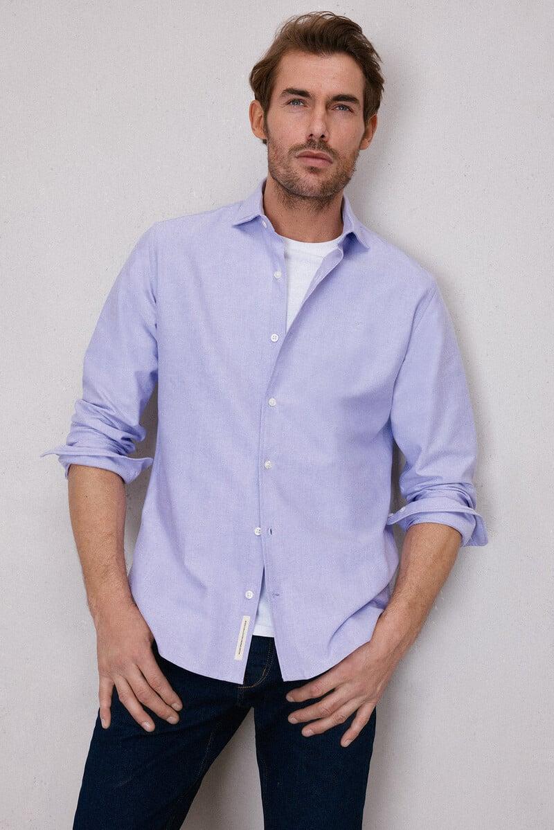 Cortefiel Camisa oxford liso manga larga