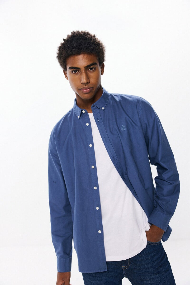 Cortefiel Camisa Oxford Tinte En Prenda