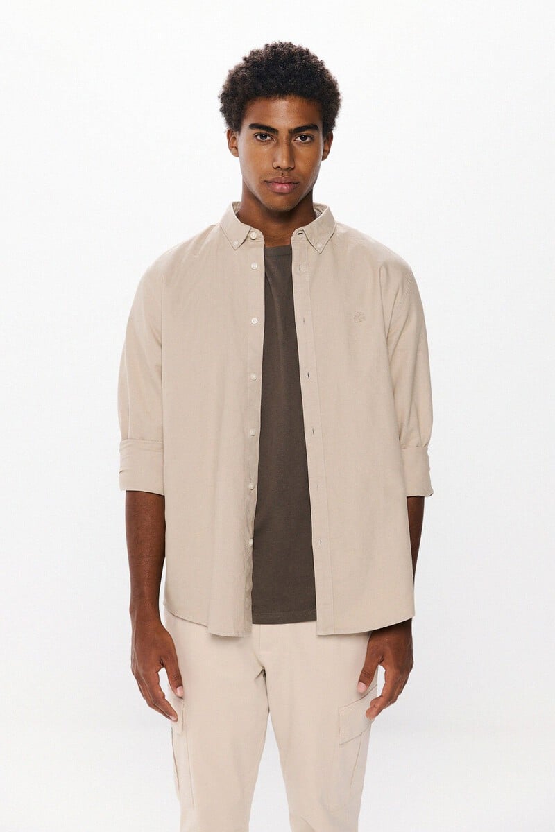 Cortefiel Camisa Oxford Tinte En Prenda