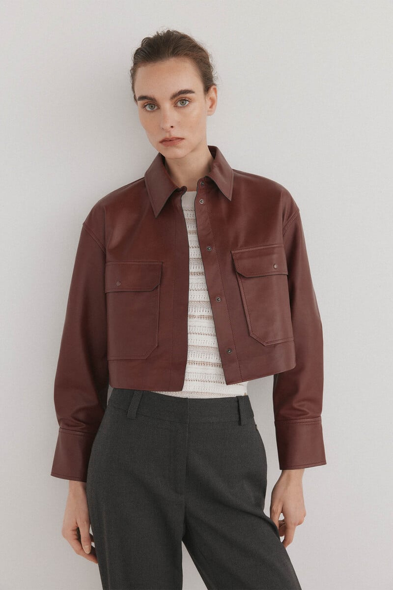 Cortefiel Camisa piel crop