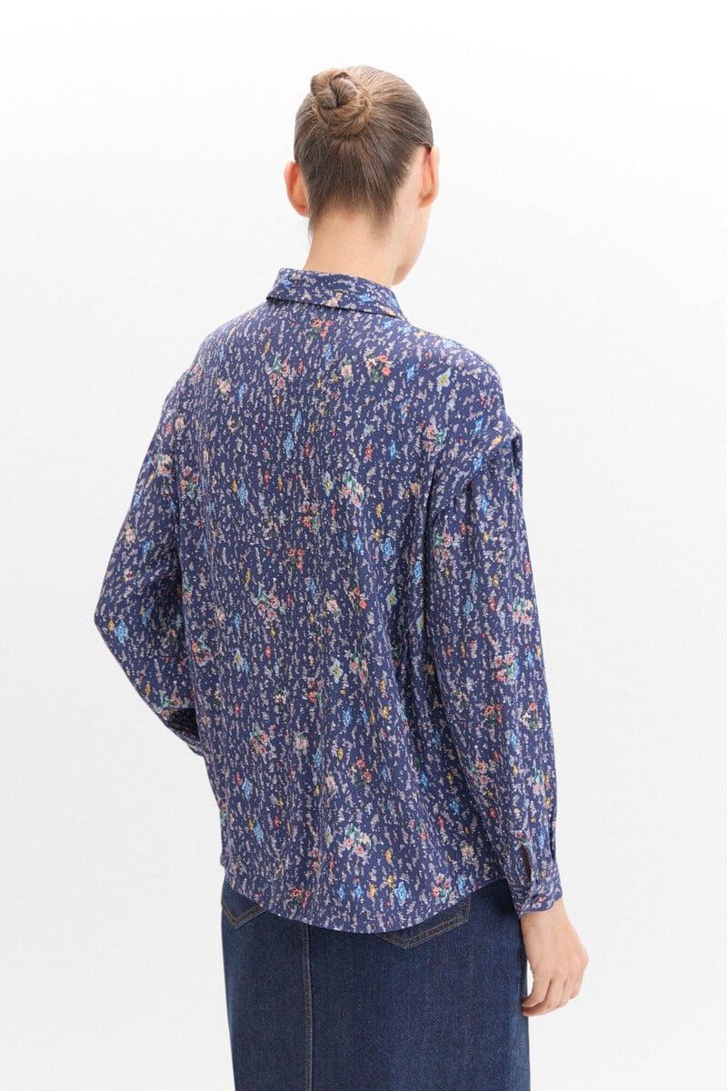 Cortefiel Camisa Pliegue Estampada