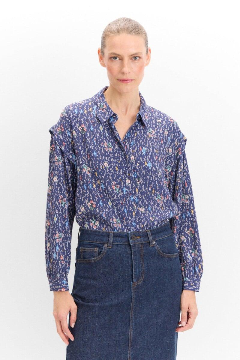 Cortefiel Camisa Pliegue Estampada