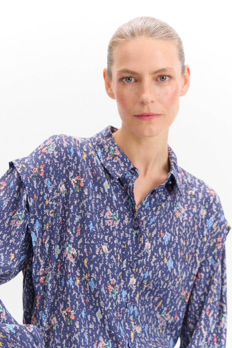 Cortefiel Camisa Pliegue Estampada