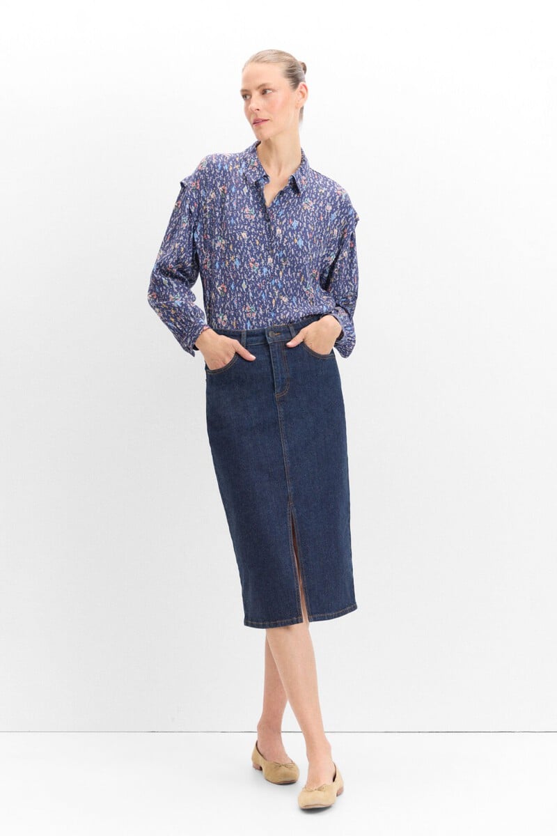 Cortefiel Camisa pliegue estampada