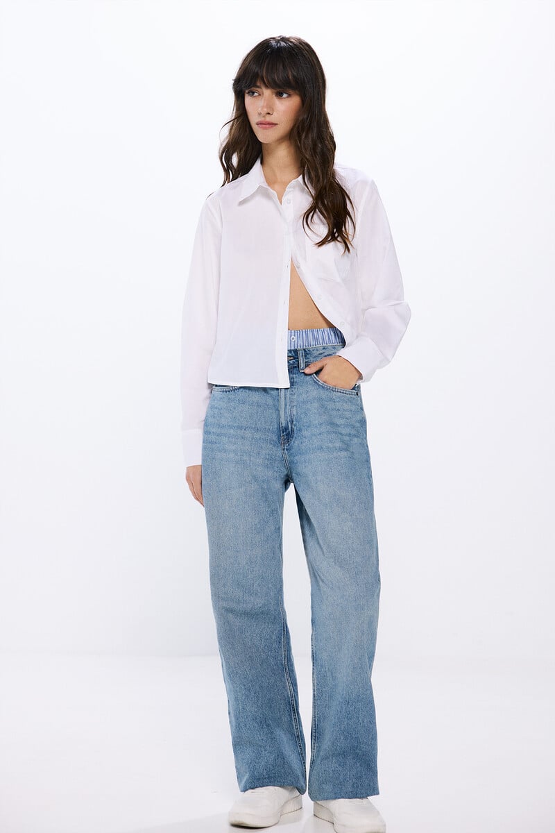 Cortefiel Camisa Popelín Cropped