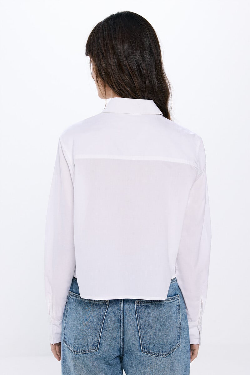 Cortefiel Camisa Popelín Cropped