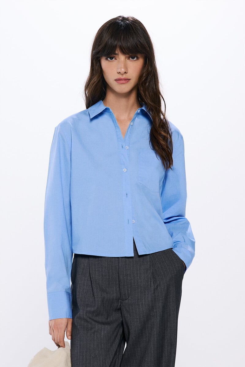 Cortefiel Camisa popelín cropped