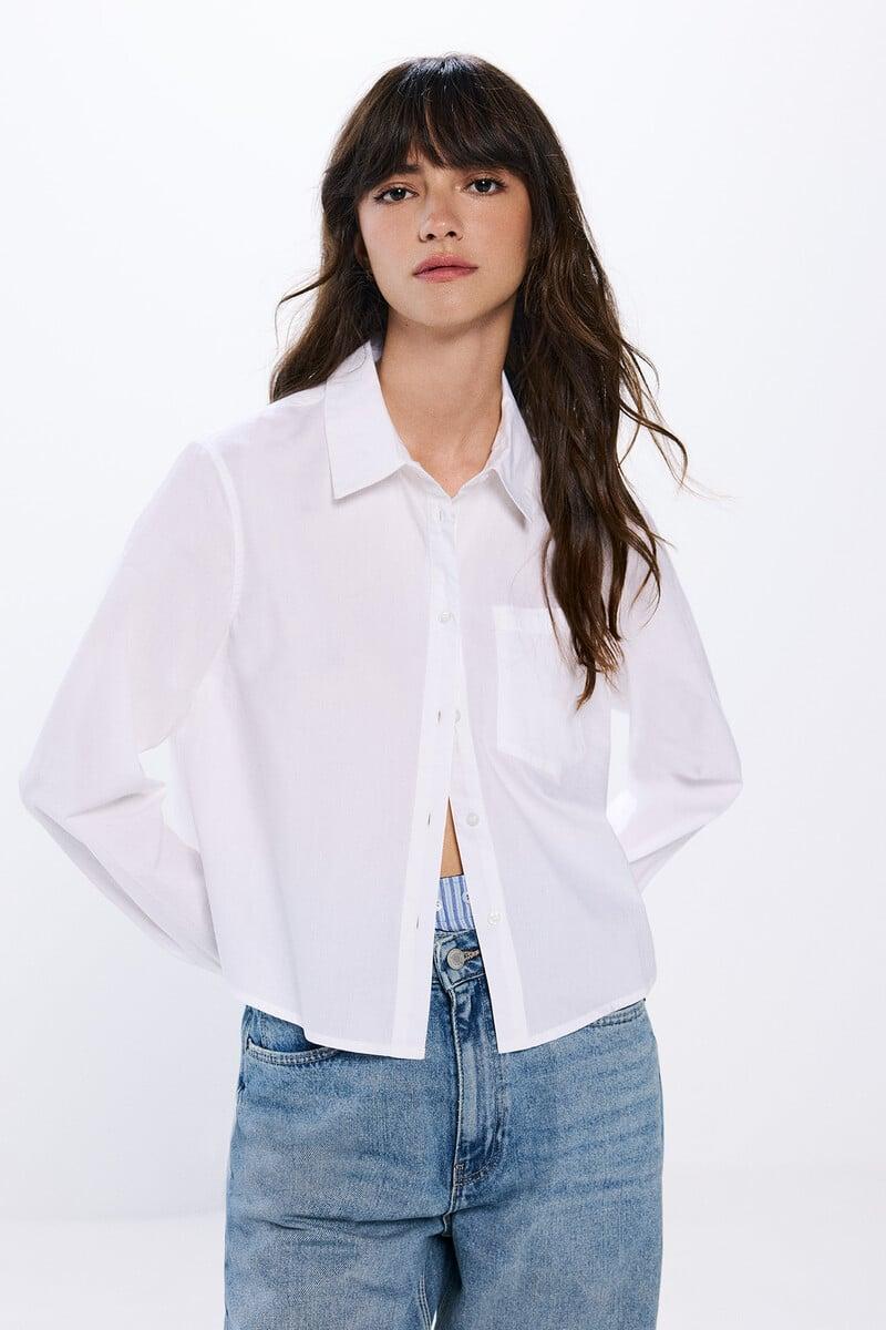 Cortefiel Camisa popelín cropped