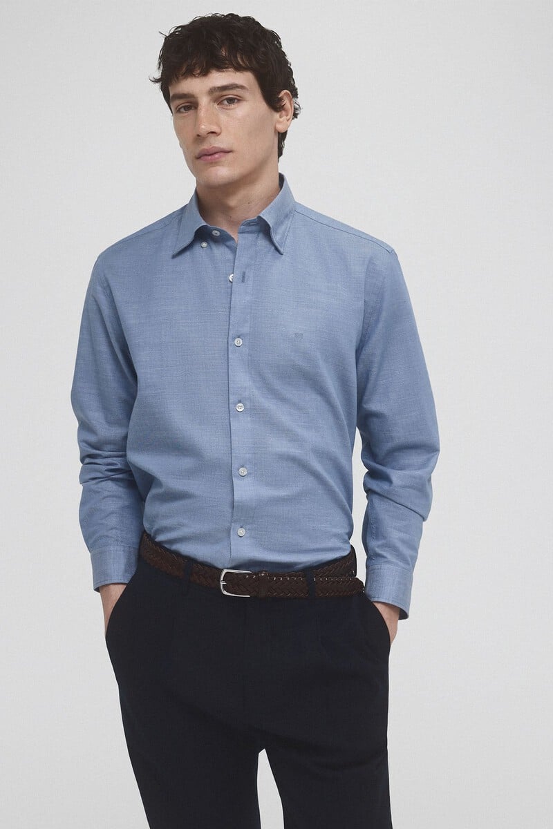 Cortefiel Camisa Rayas Algodón Ramio