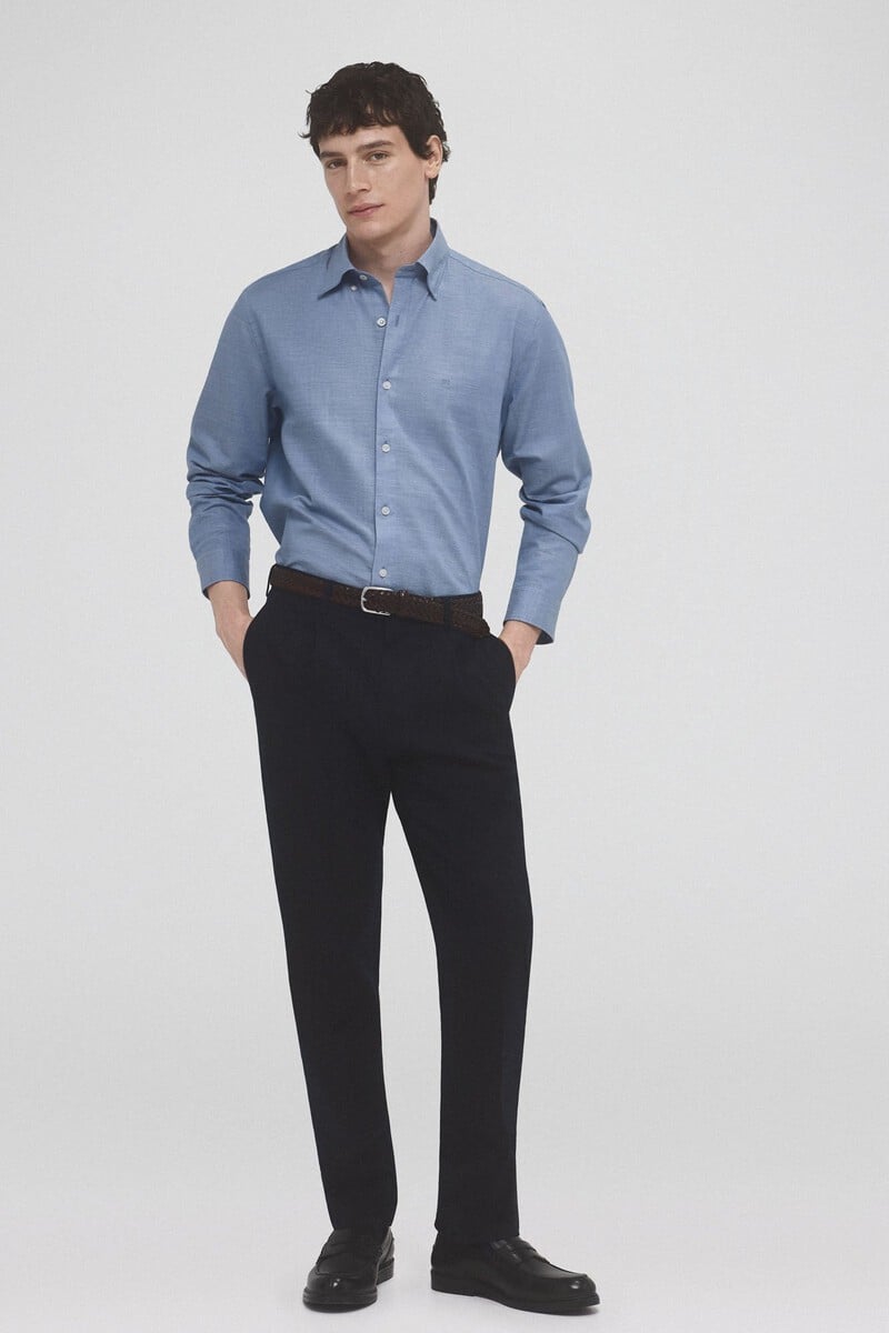 Cortefiel Camisa rayas algodón ramio