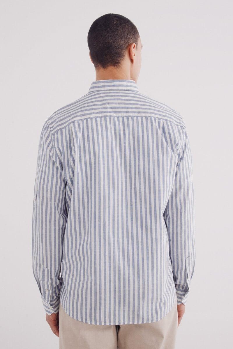 Cortefiel Camisa Rayas Algodón Slub