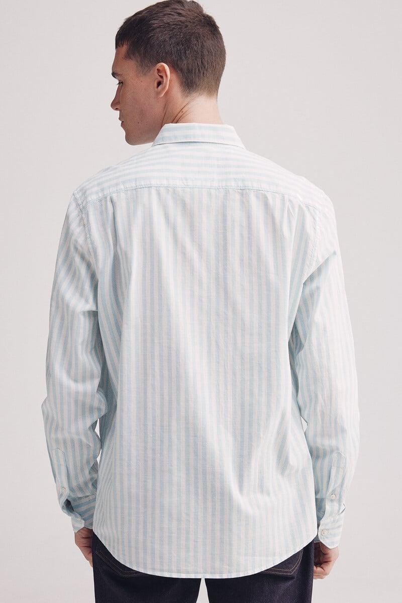 Cortefiel Camisa Rayas Algodón Slub
