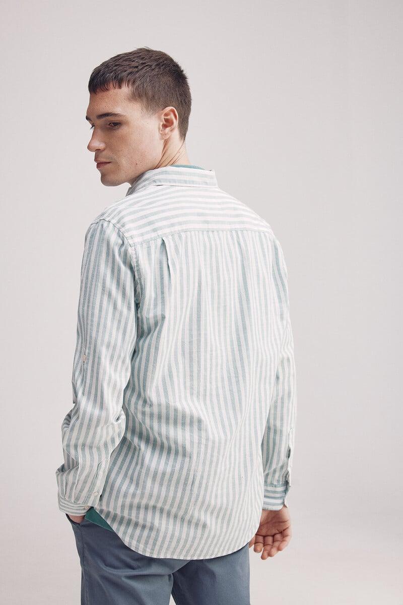 Cortefiel Camisa Rayas Algodón Slub