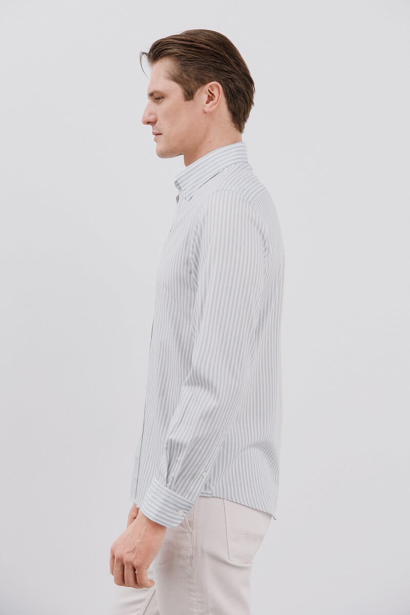 Cortefiel Camisa Rayas Algodón Tencel