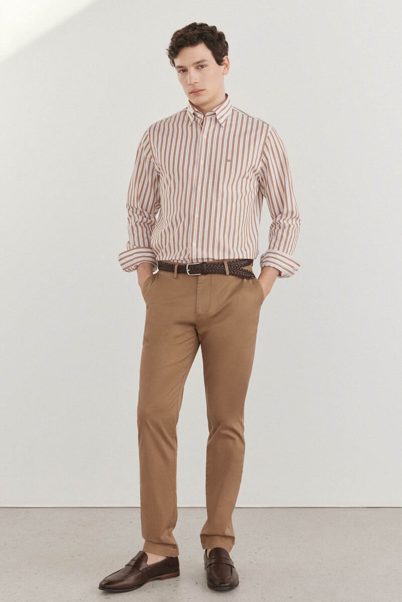 Cortefiel Camisa Rayas Popelín Slub