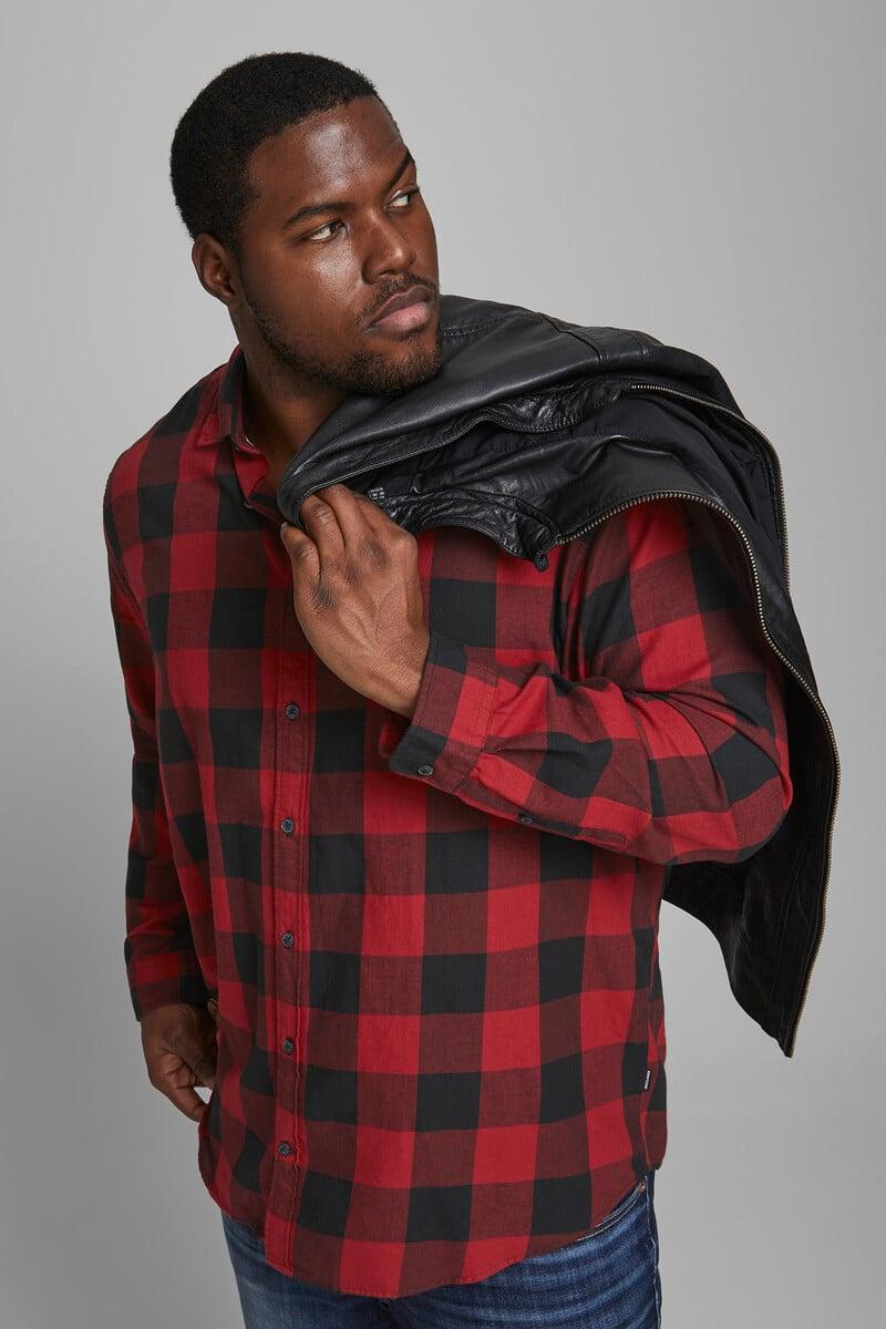 Cortefiel Camisa Sarga Cuadros Loose Fit PLUS
