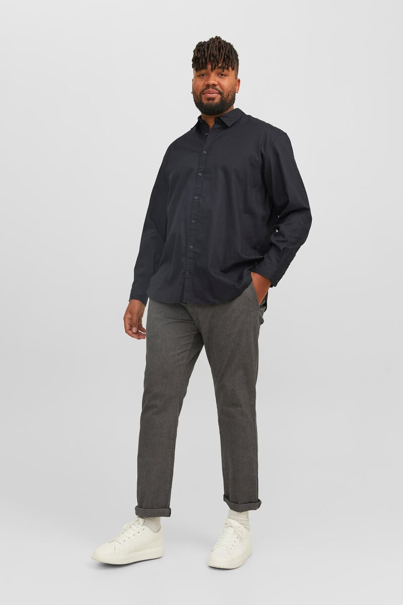 Cortefiel Camisa sarga cuadros loose fit PLUS