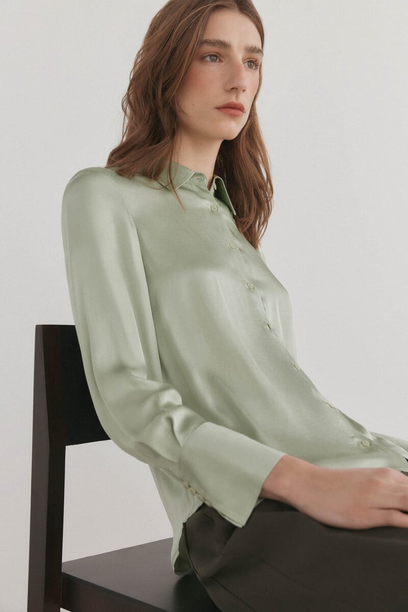 Cortefiel Camisa Satinada Fluida