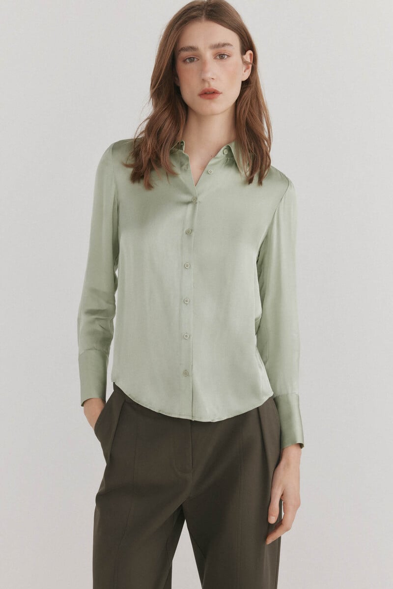 Cortefiel Camisa Satinada Fluida